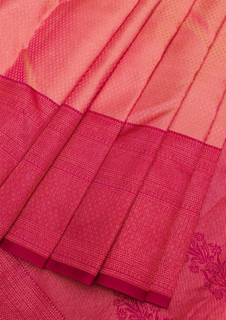 Light Peach Zariwork Pure Silk Saree