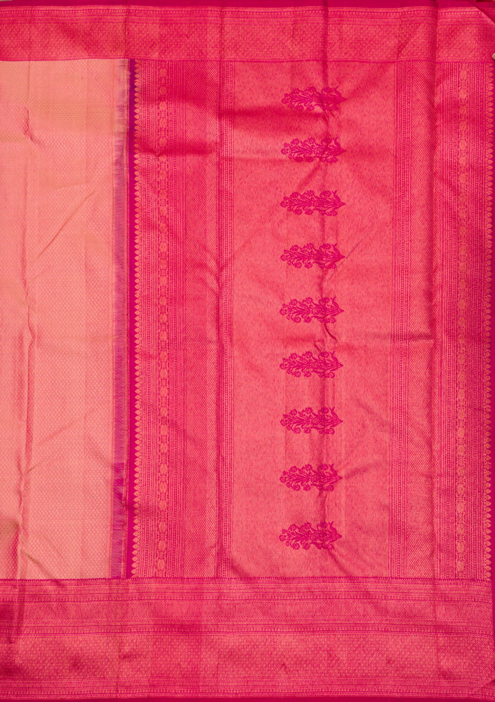 Light Peach Zariwork Pure Silk Saree