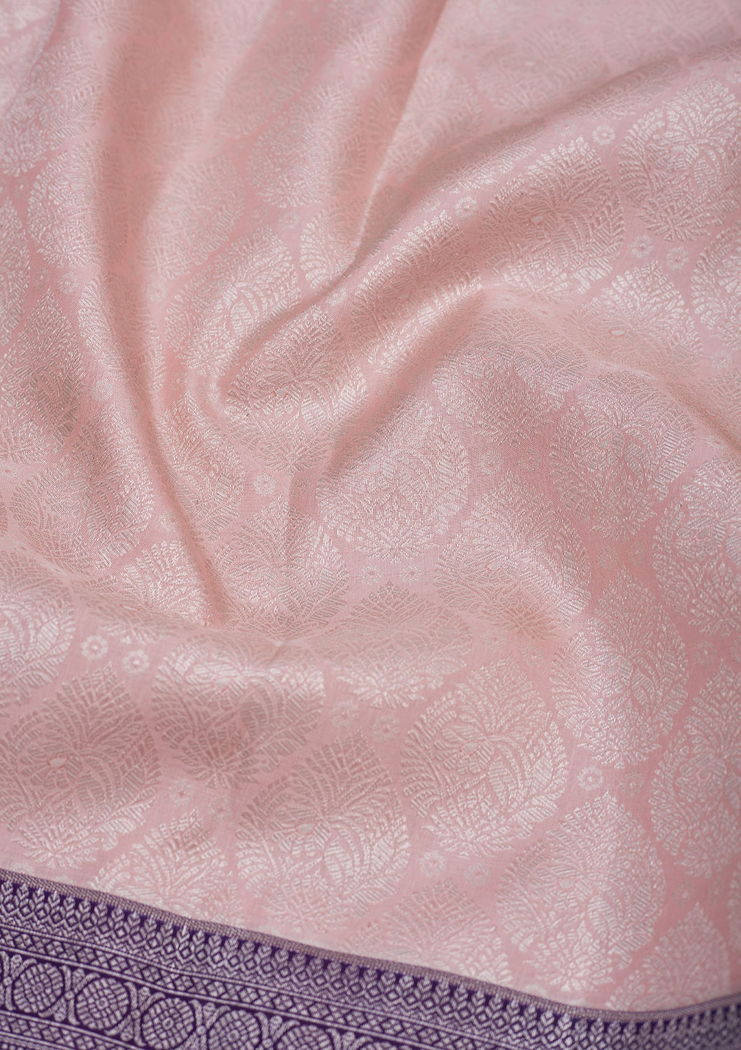 Light Peach Zariwork Pure Silk Saree