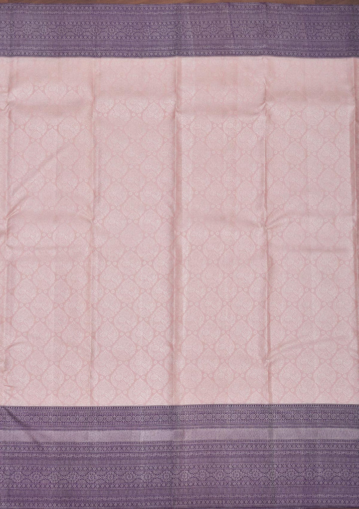 Light Peach Zariwork Pure Silk Saree