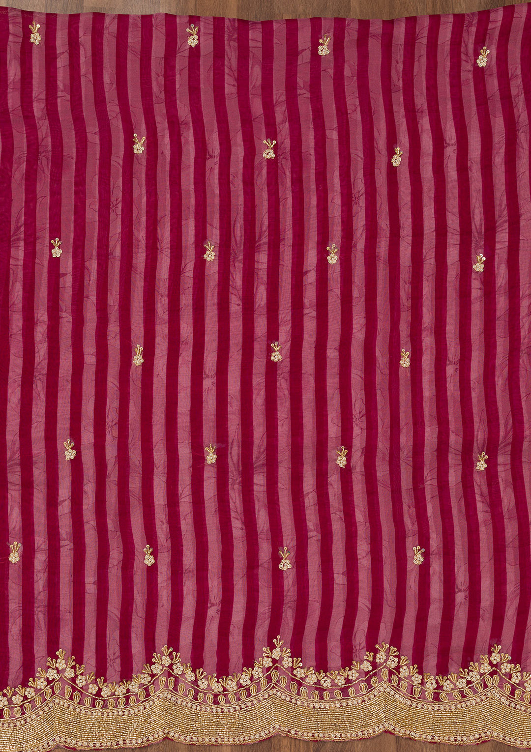 Magenta Pink Cutdana Semi Crepe Unstitched Salwar Suit