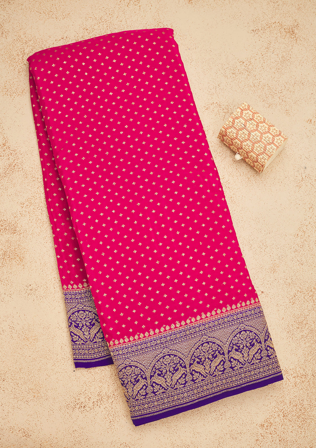 Magenta Pink Zariwork Art Silk Saree