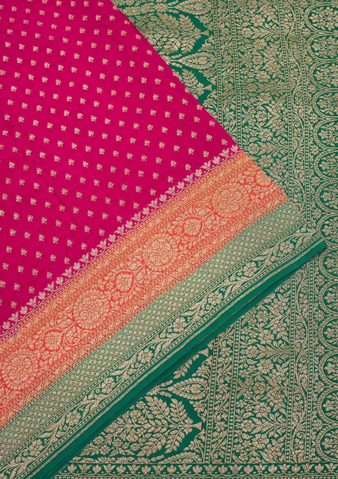 Magenta Pink Zariwork Art Silk Saree