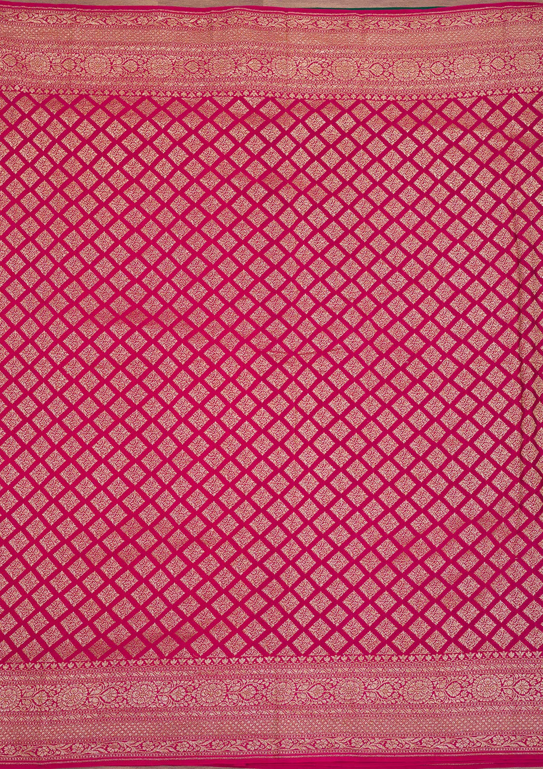 Magenta Pink Zariwork Art Silk Saree