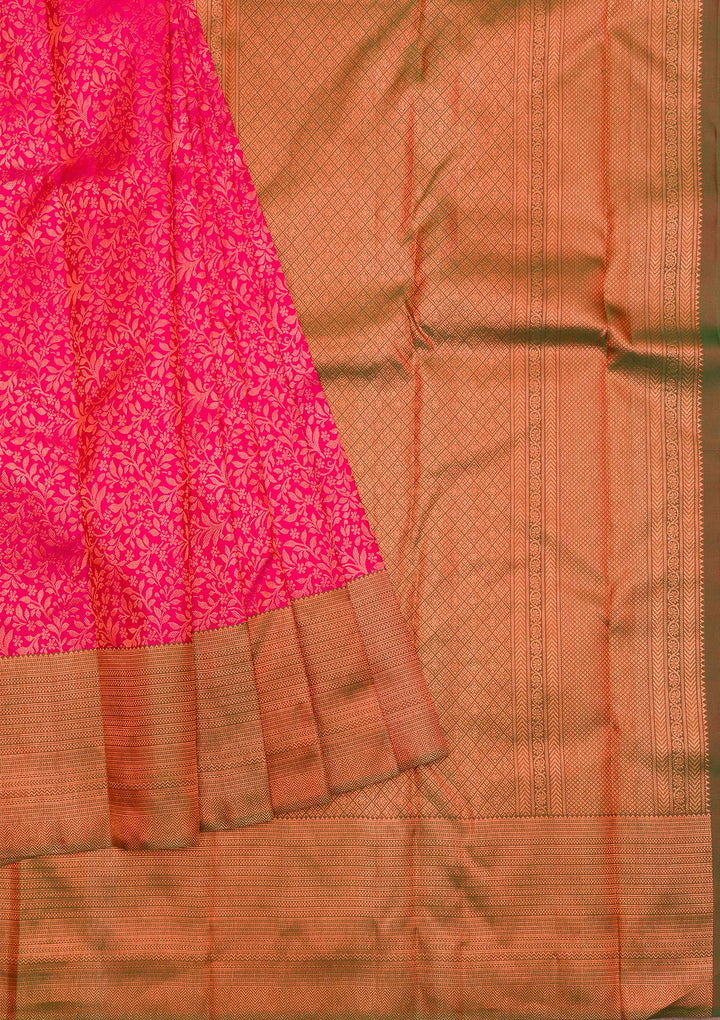 Magenta Pink Zariwork Kanjivaram Pure Silk Saree