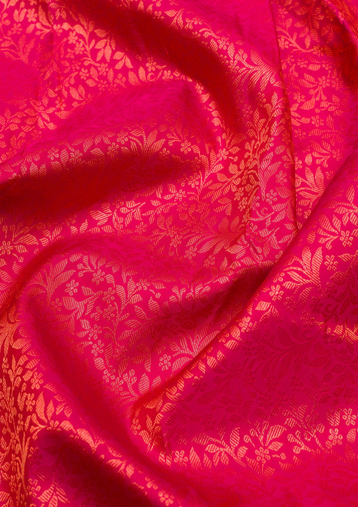 Magenta Pink Zariwork Kanjivaram Pure Silk Saree