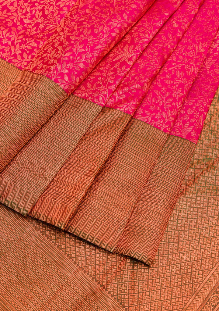 Magenta Pink Zariwork Kanjivaram Pure Silk Saree