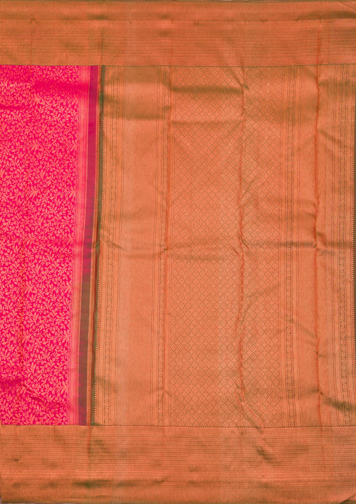 Magenta Pink Zariwork Kanjivaram Pure Silk Saree