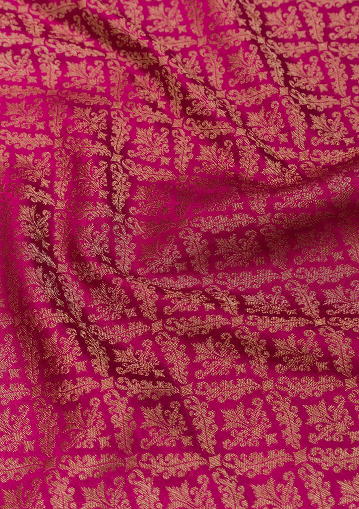 Magenta Pink Zariwork Banarasi Pure Silk Saree
