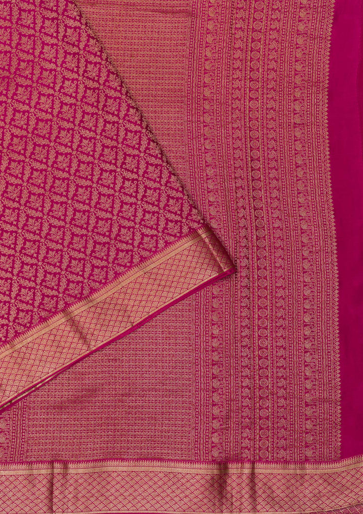 Magenta Pink Zariwork Banarasi Pure Silk Saree