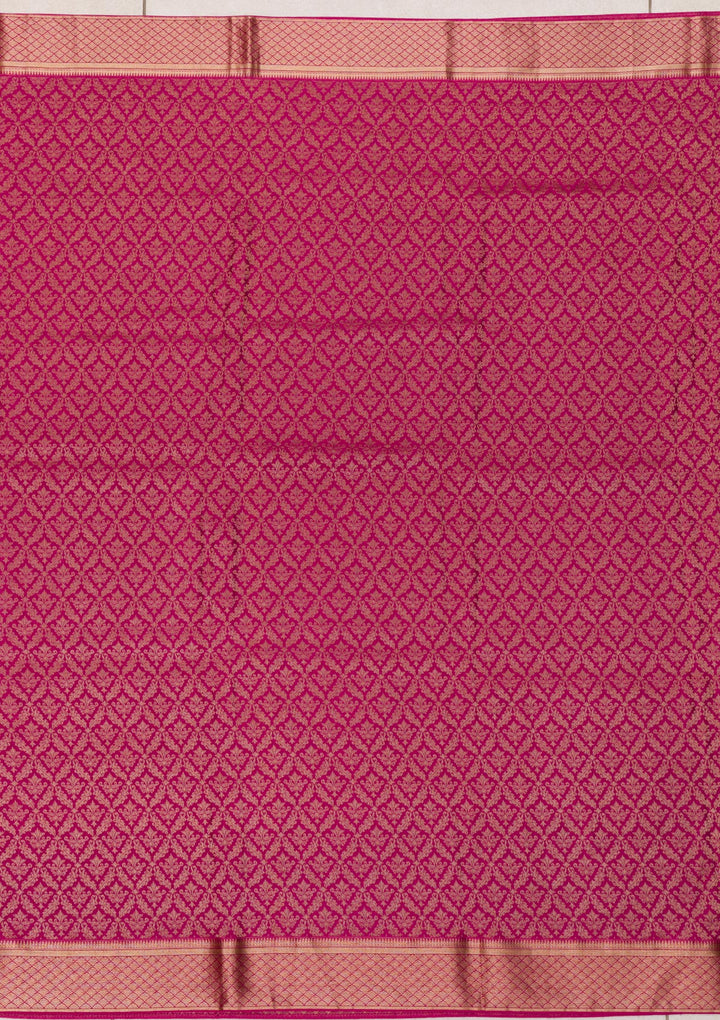 Magenta Pink Zariwork Banarasi Pure Silk Saree