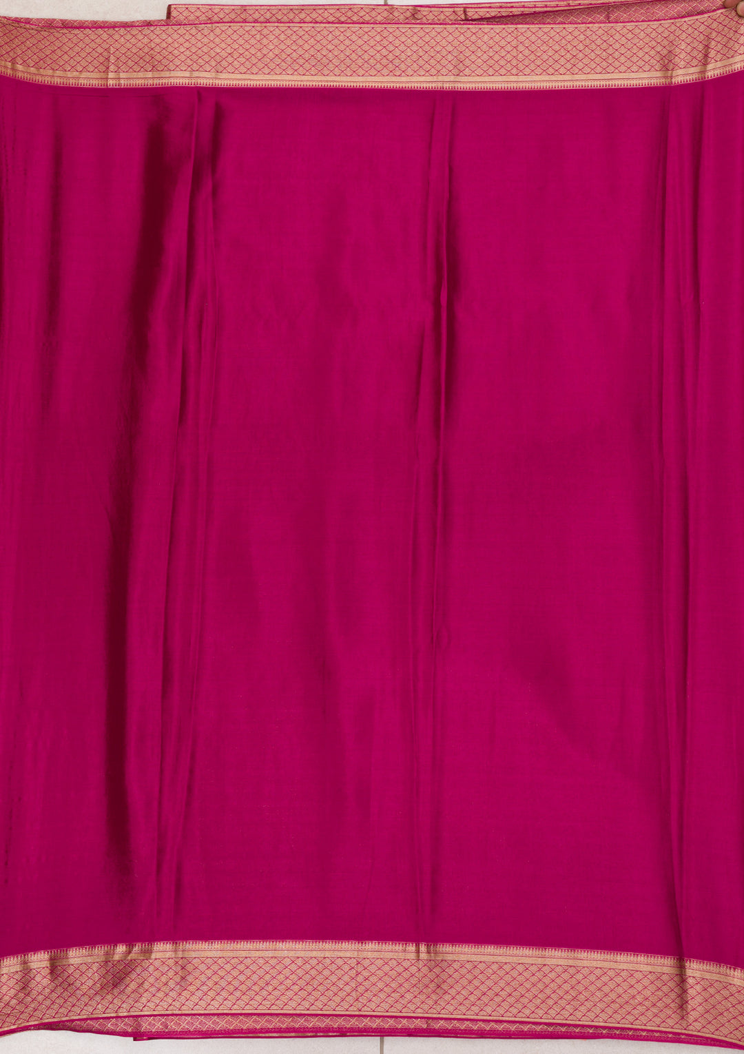 Magenta Pink Zariwork Banarasi Pure Silk Saree