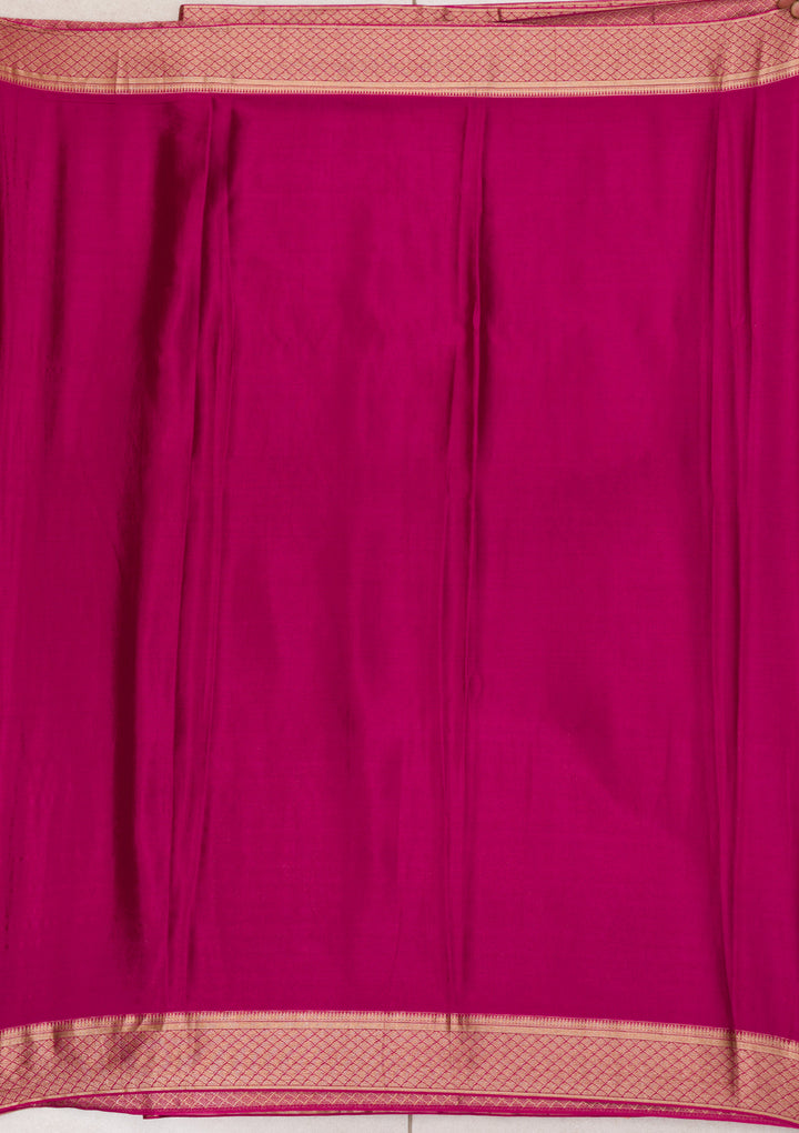 Magenta Pink Zariwork Banarasi Pure Silk Saree