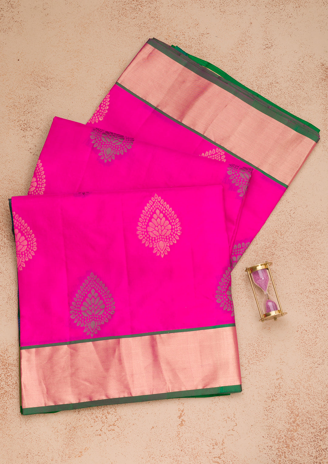 Magenta Pink Zariwork Pure Silk Saree