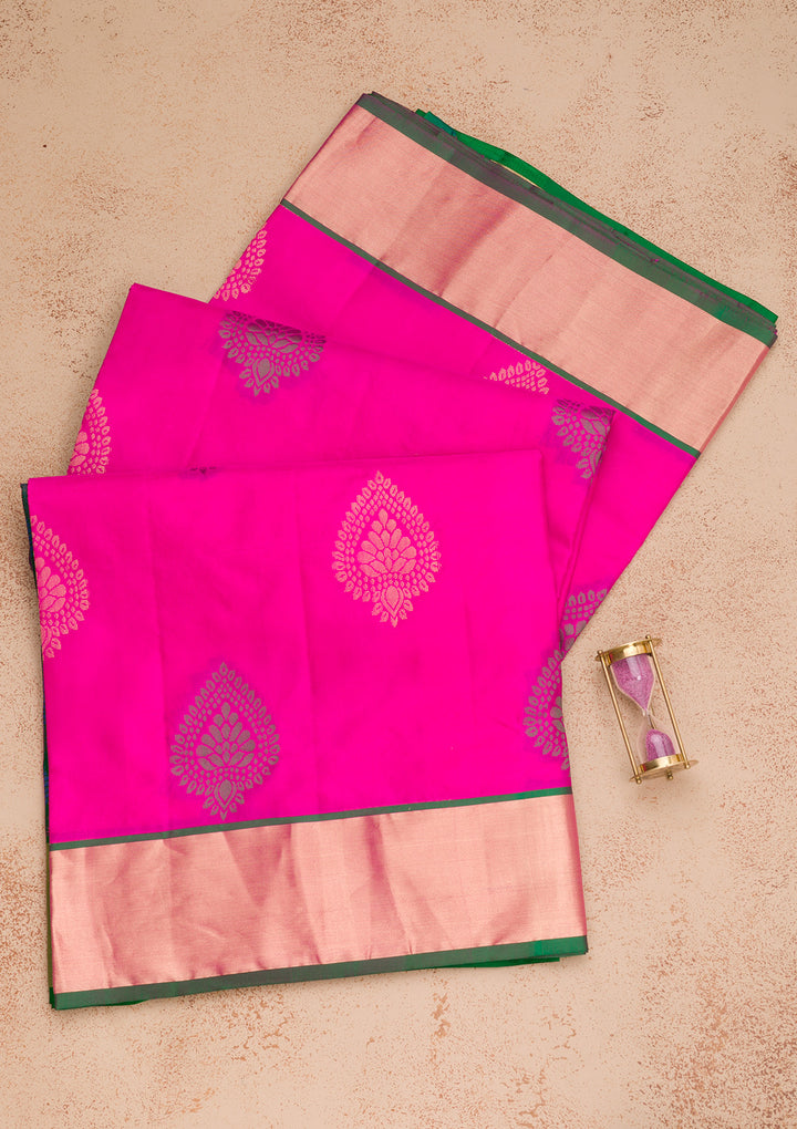 Magenta Pink Zariwork Pure Silk Saree