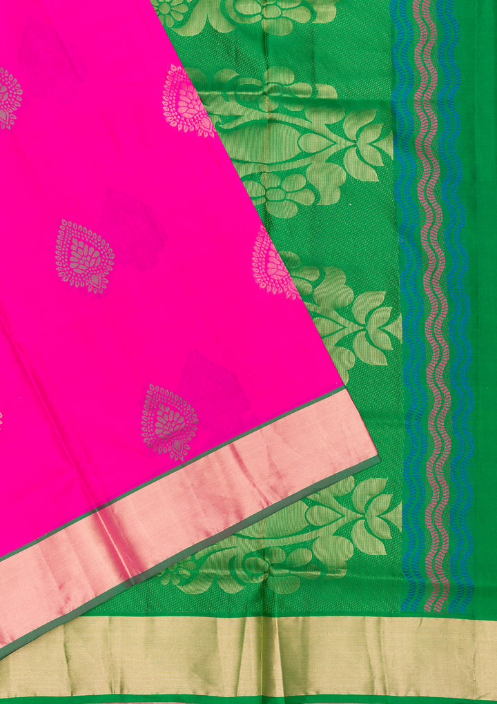 Magenta Pink Zariwork Pure Silk Saree