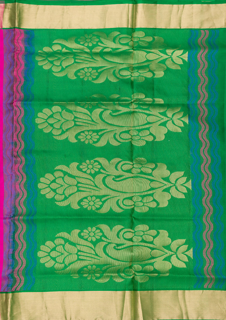 Magenta Pink Zariwork Pure Silk Saree