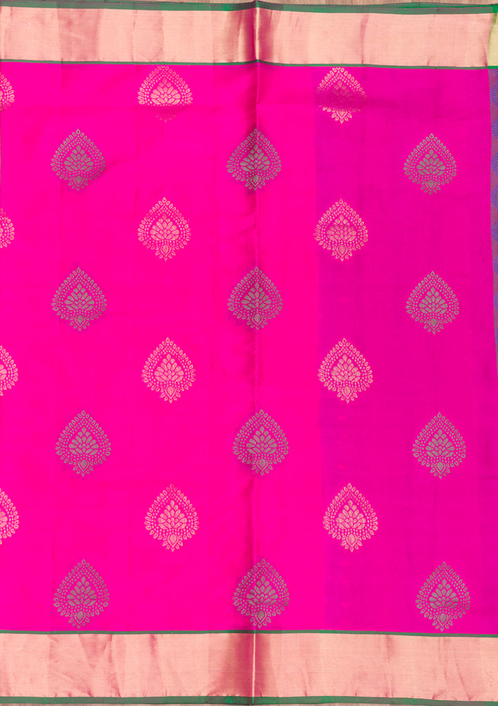 Magenta Pink Zariwork Pure Silk Saree