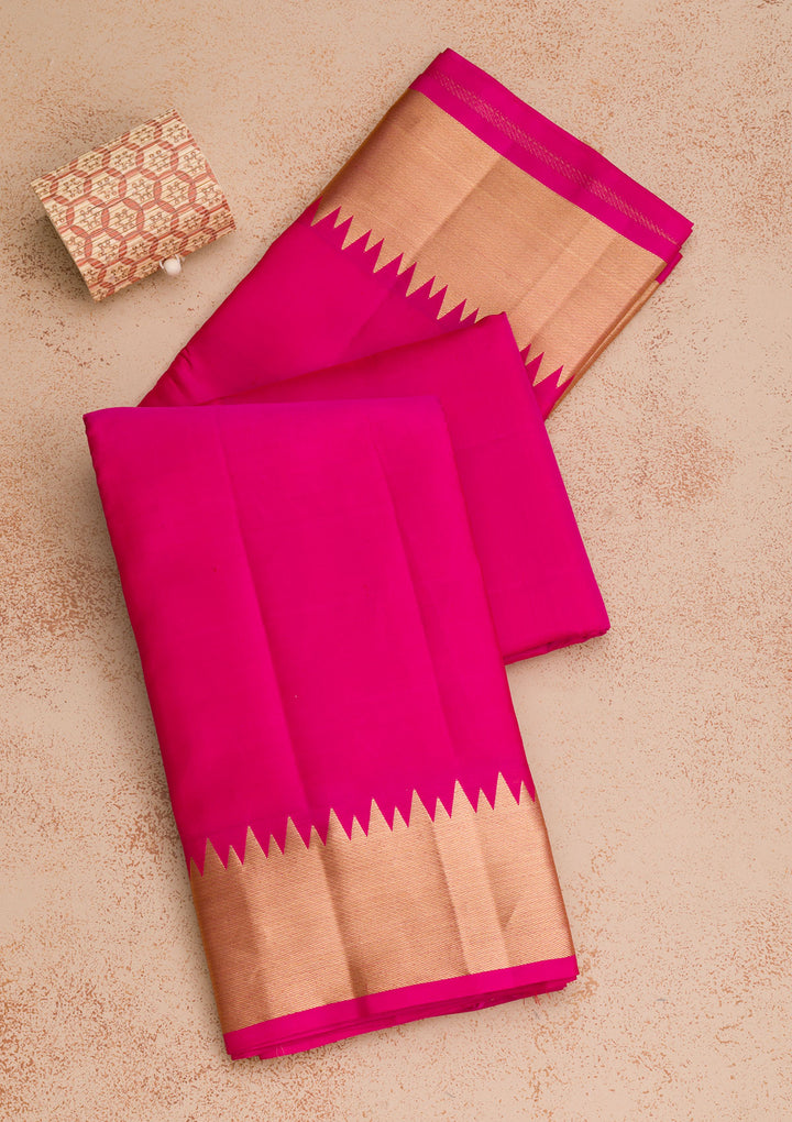 Magenta Pink Zariwork Pure Silk Saree