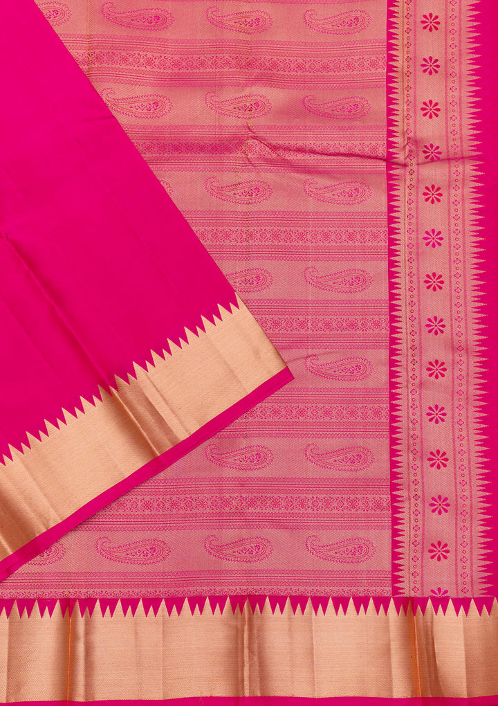 Magenta Pink Zariwork Pure Silk Saree