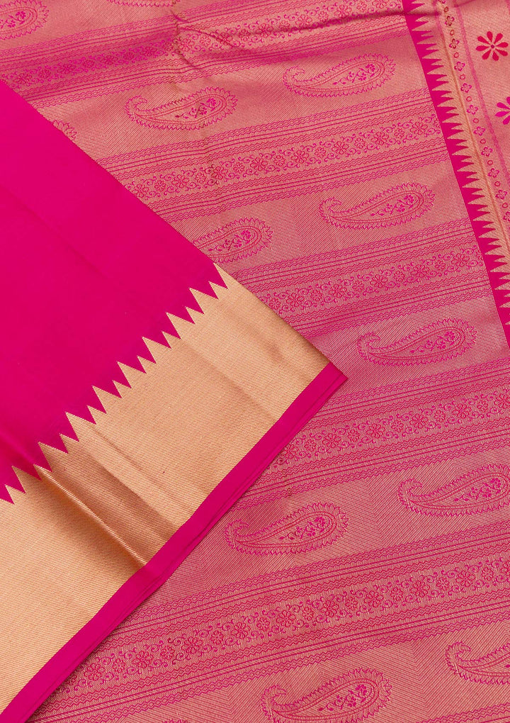 Magenta Pink Zariwork Pure Silk Saree