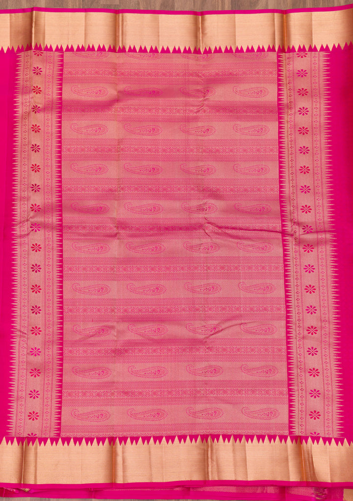 Magenta Pink Zariwork Pure Silk Saree