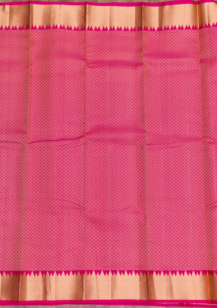 Magenta Pink Zariwork Pure Silk Saree