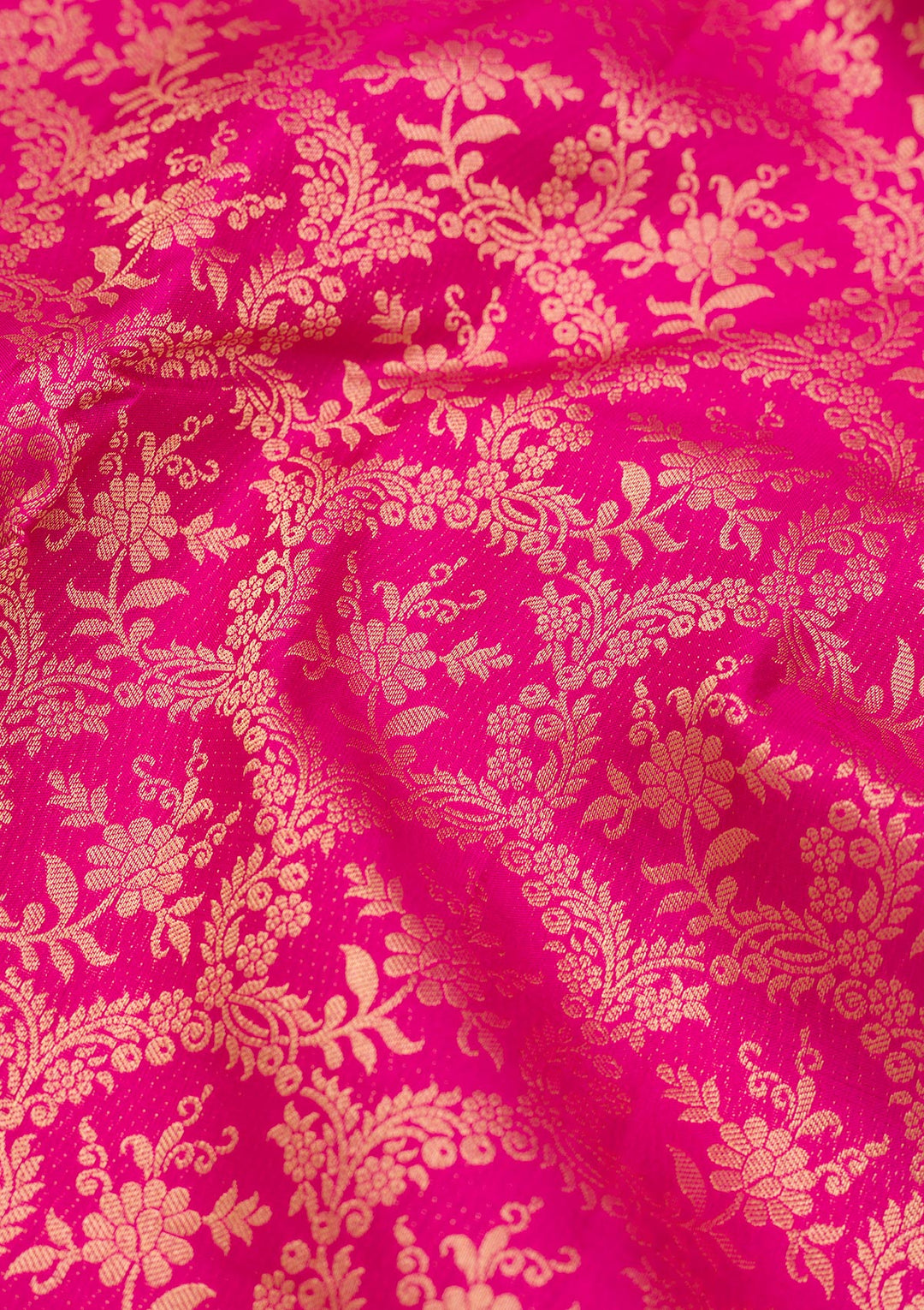 Magenta Pink Zariwork Pure Silk Saree