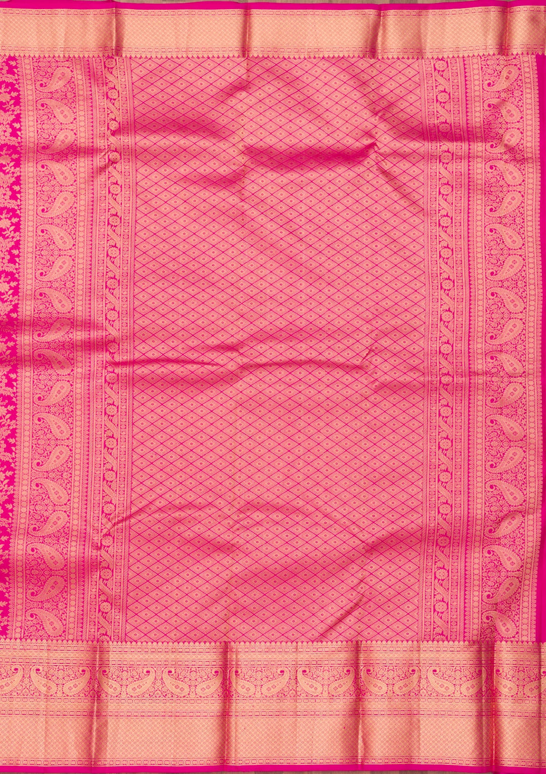 Magenta Pink Zariwork Pure Silk Saree