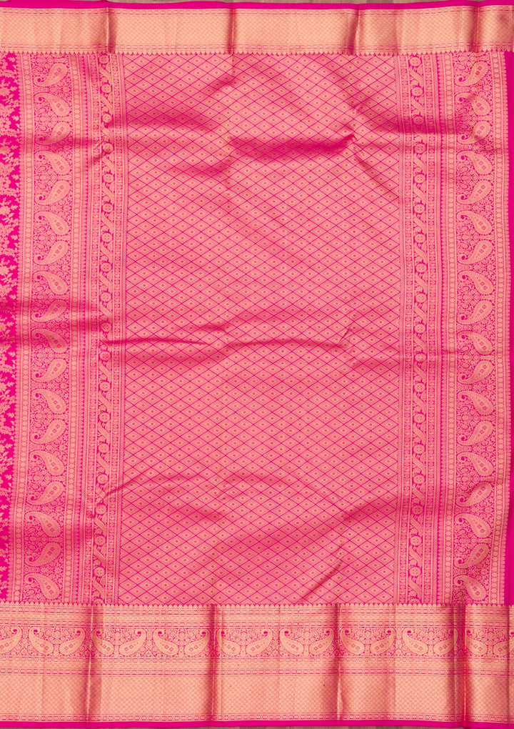 Magenta Pink Zariwork Pure Silk Saree