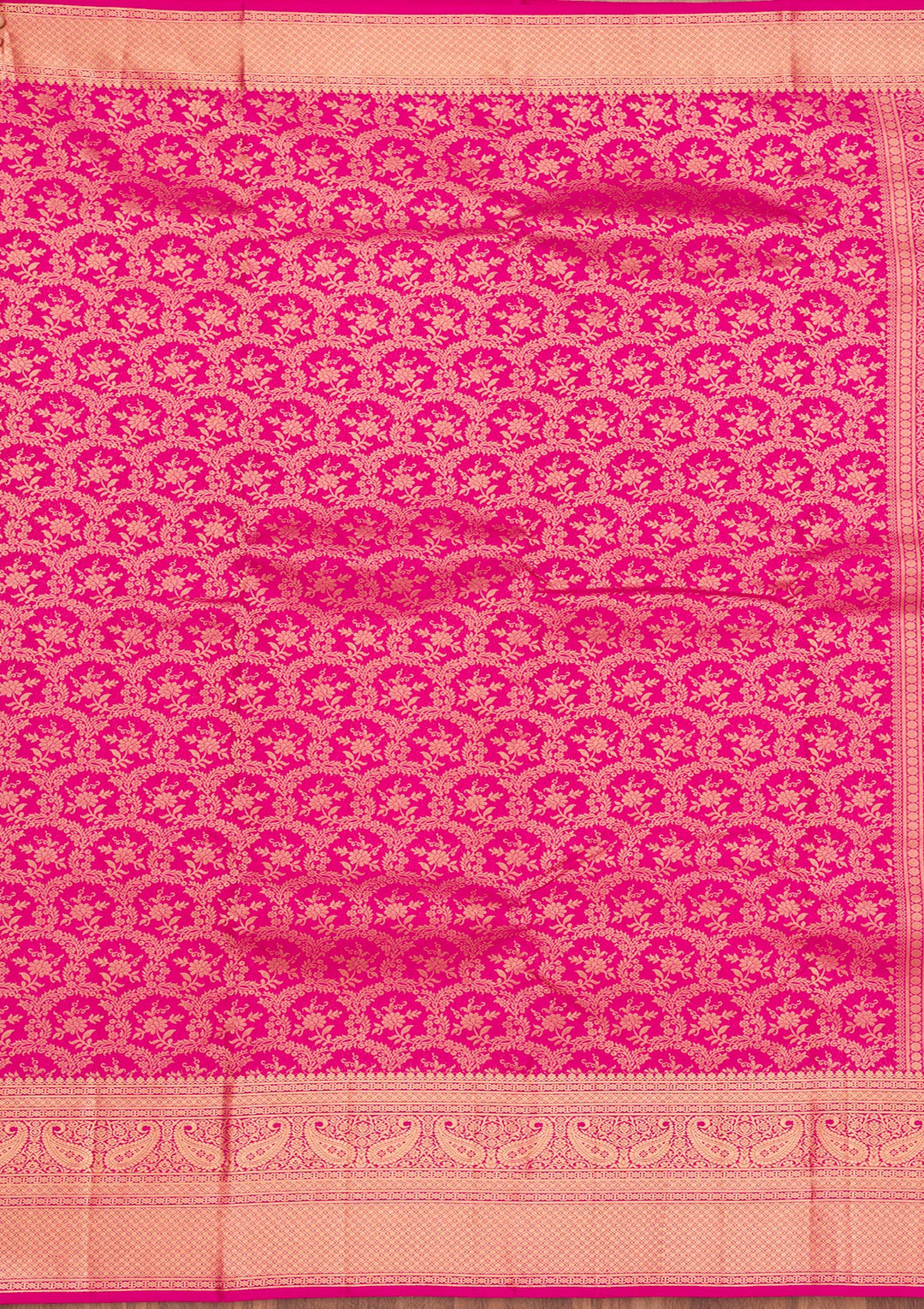 Magenta Pink Zariwork Pure Silk Saree