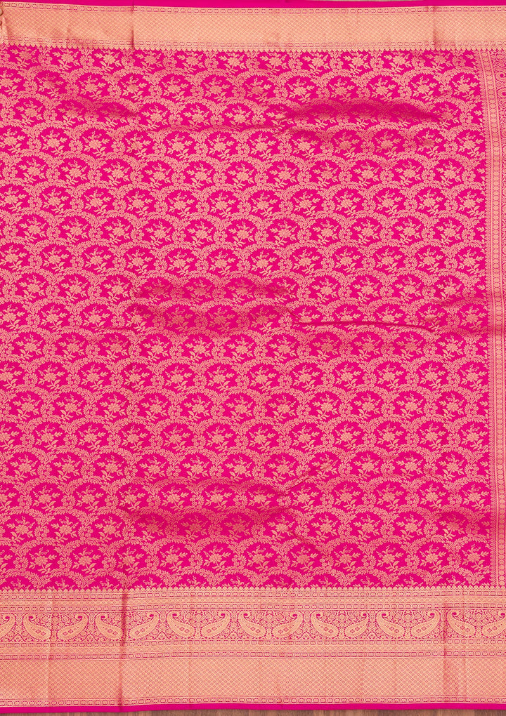Magenta Pink Zariwork Pure Silk Saree