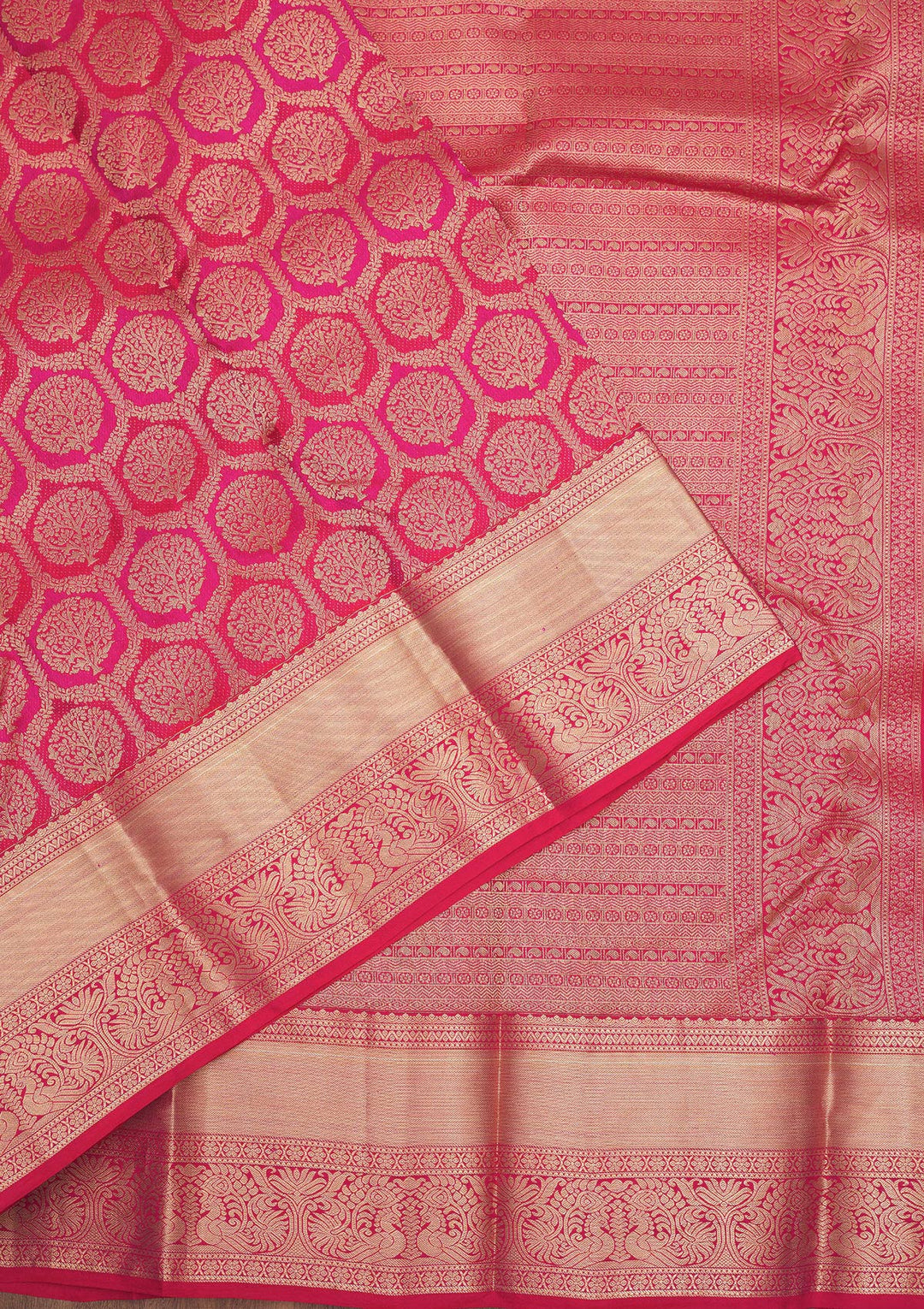 Magenta Pink Zariwork Pure Silk Saree