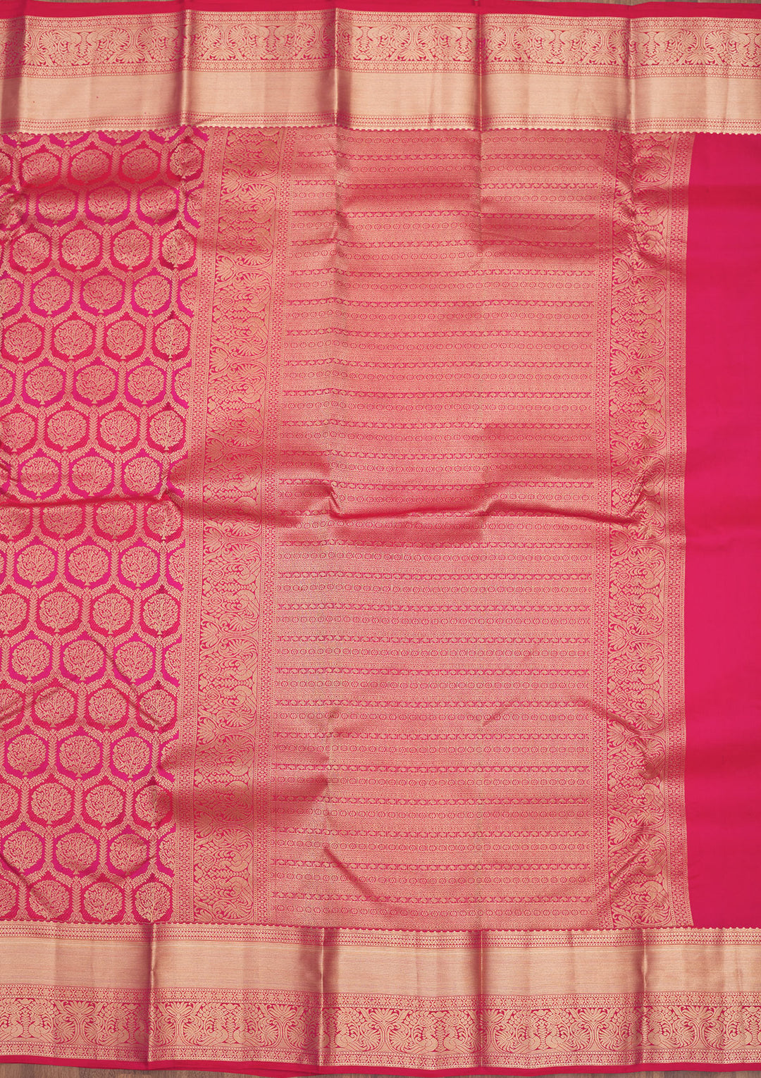 Magenta Pink Zariwork Pure Silk Saree