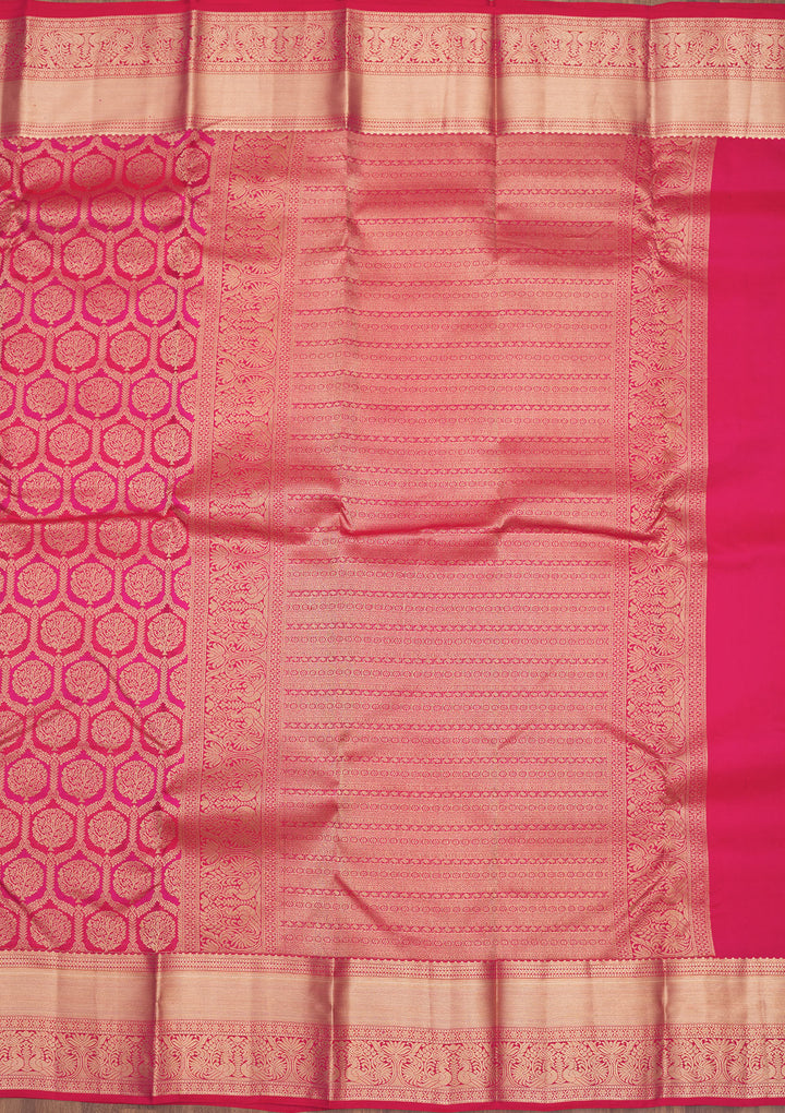 Magenta Pink Zariwork Pure Silk Saree