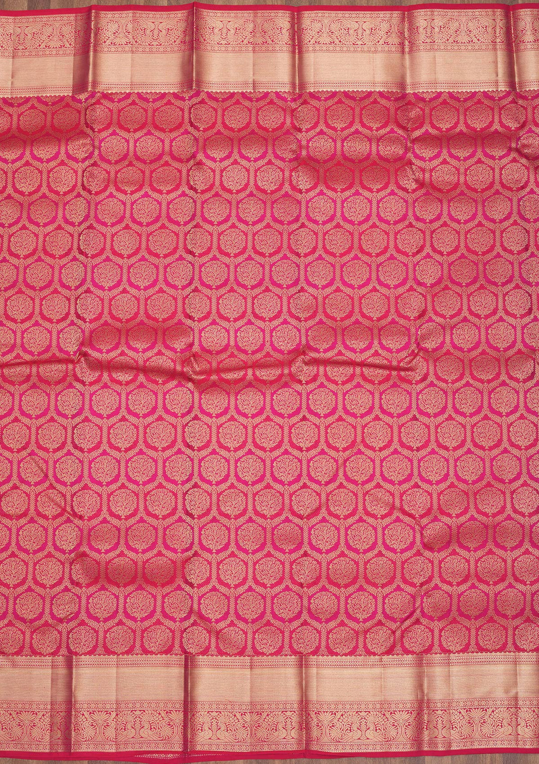 Magenta Pink Zariwork Pure Silk Saree
