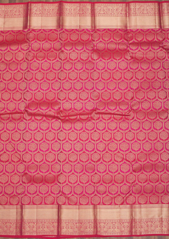 Magenta Pink Zariwork Pure Silk Saree