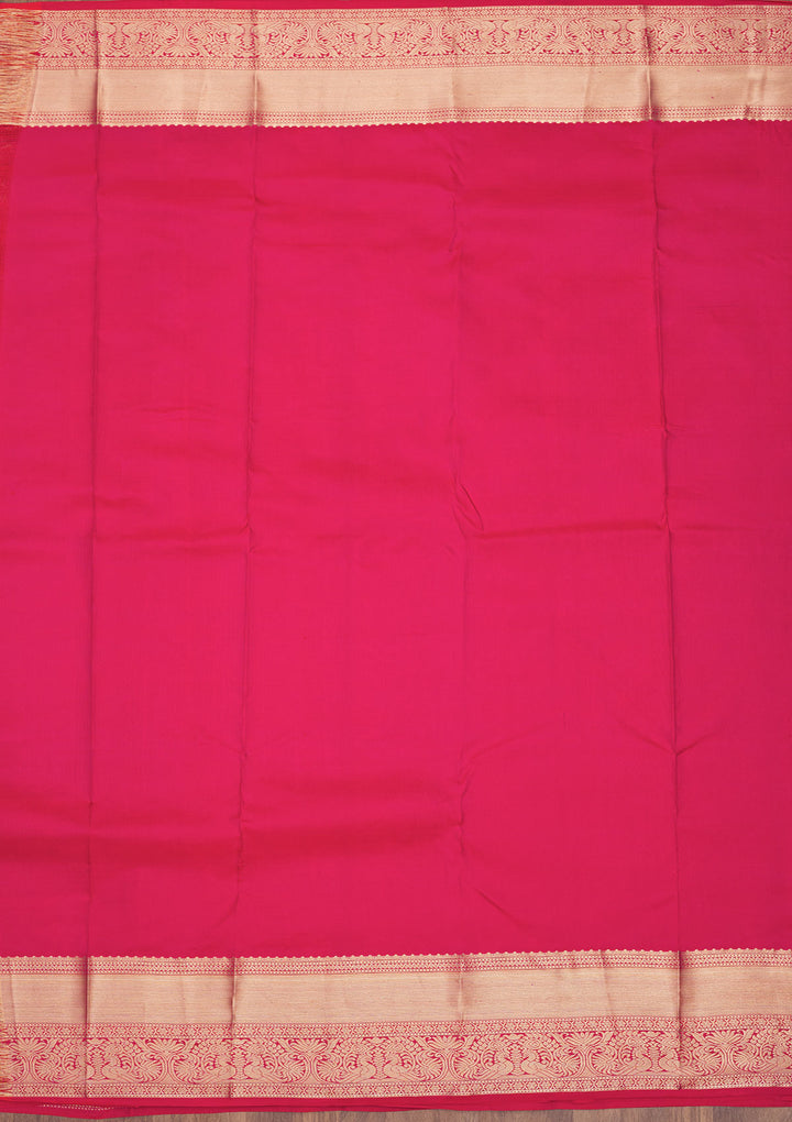 Magenta Pink Zariwork Pure Silk Saree