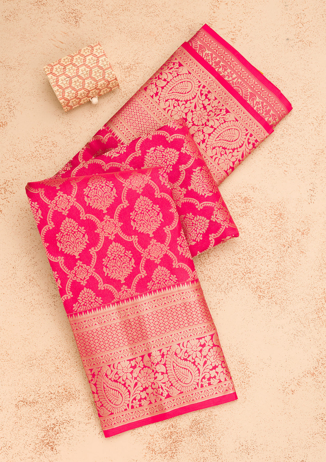 Magenta Pink Zariwork Pure Silk Saree