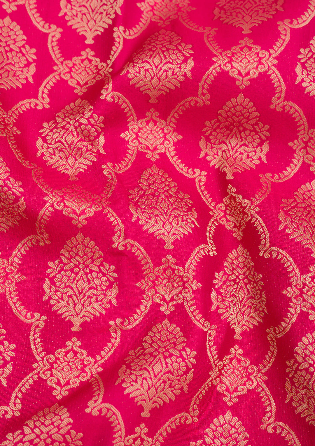 Magenta Pink Zariwork Pure Silk Saree