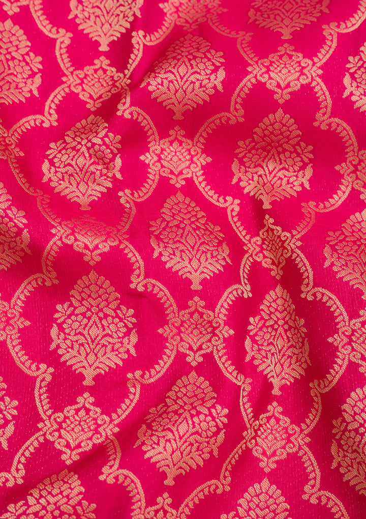 Magenta Pink Zariwork Pure Silk Saree