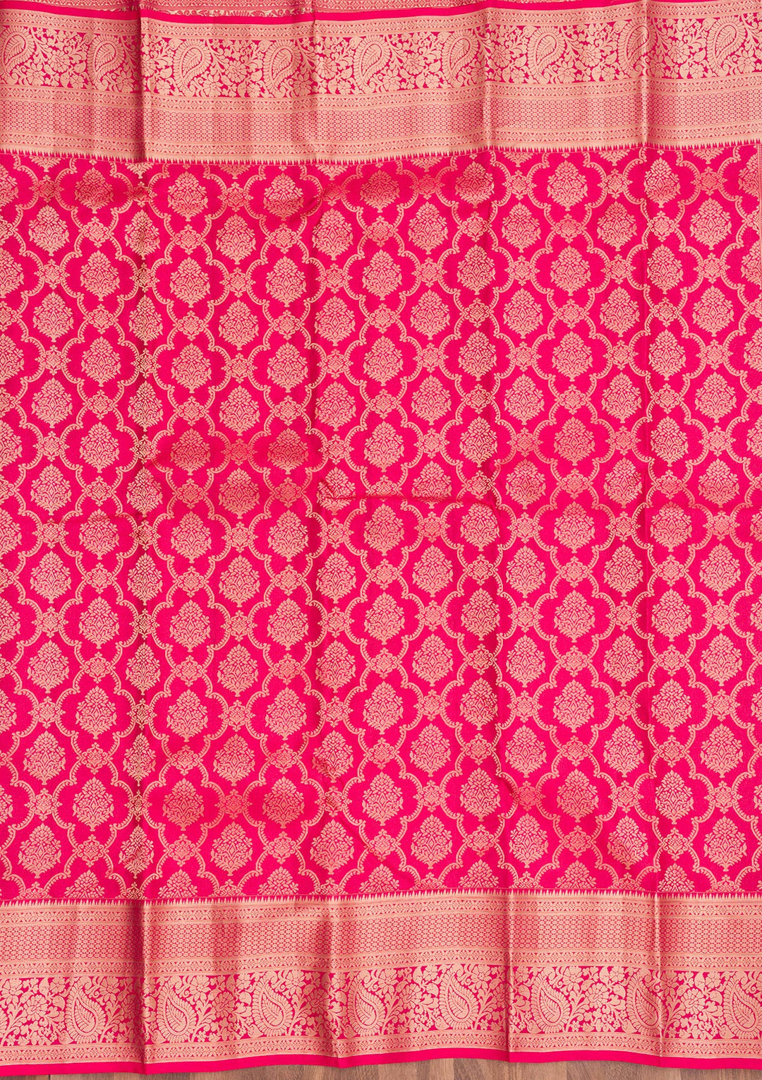 Magenta Pink Zariwork Pure Silk Saree