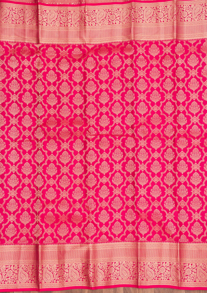 Magenta Pink Zariwork Pure Silk Saree