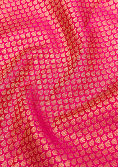 Magenta Pink Zariwork Pure Silk Saree-Koskii