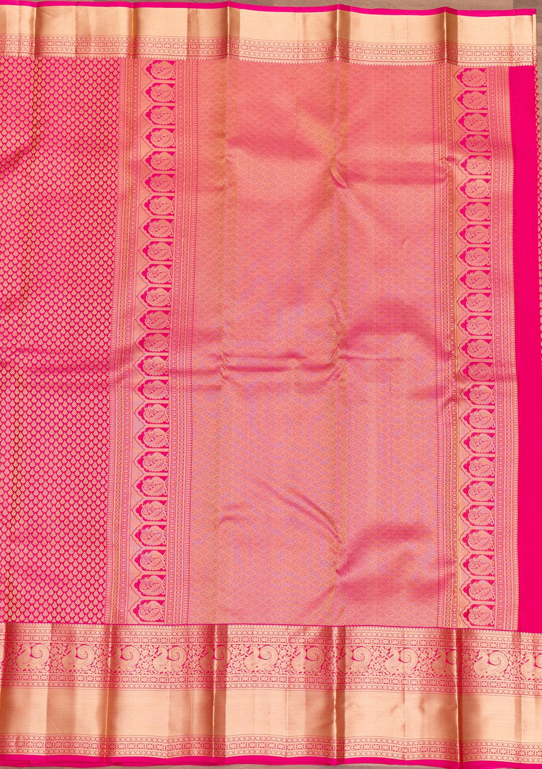 Magenta Pink Zariwork Pure Silk Saree-Koskii