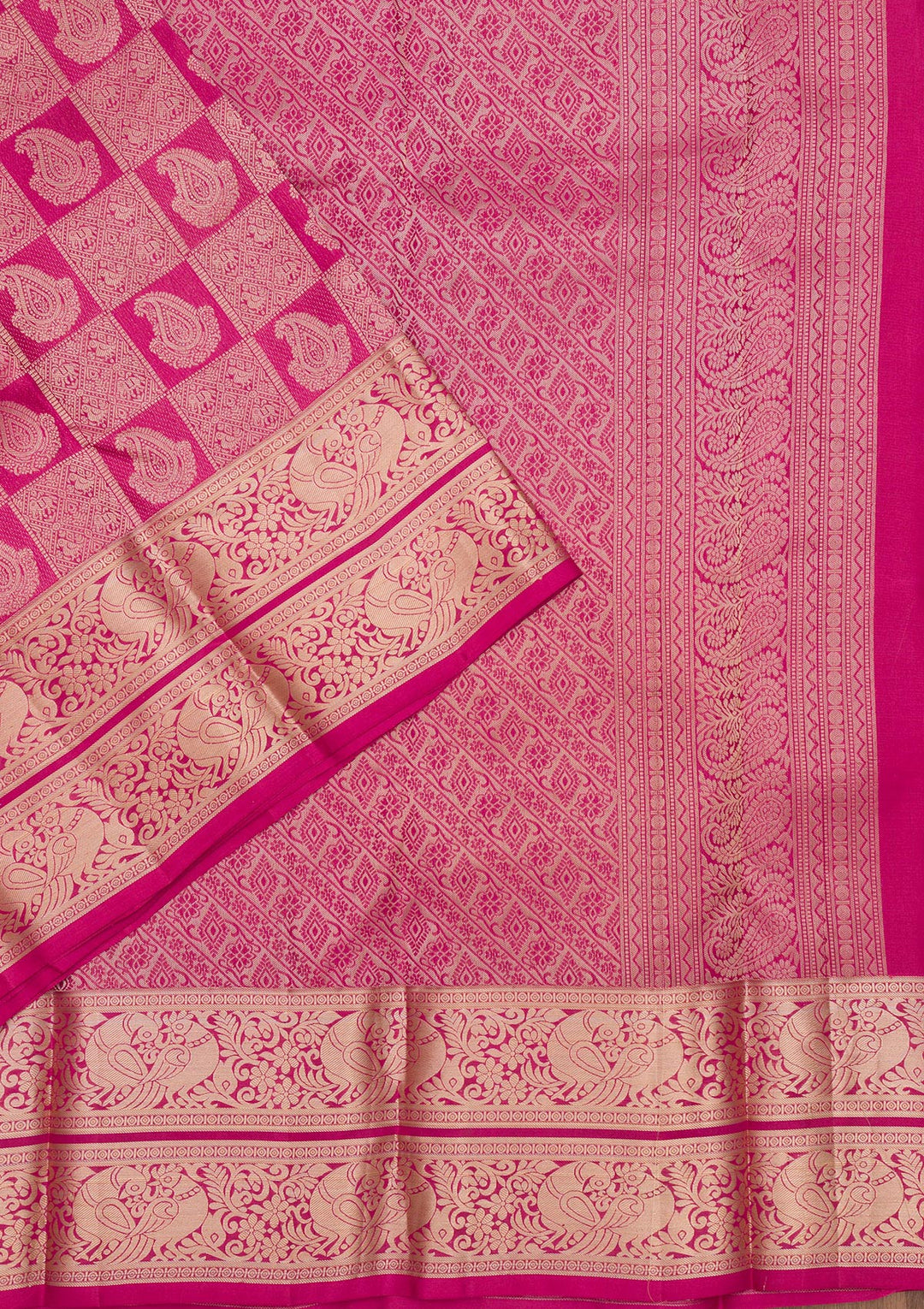 Magenta Pink Zariwork Pure Silk Saree