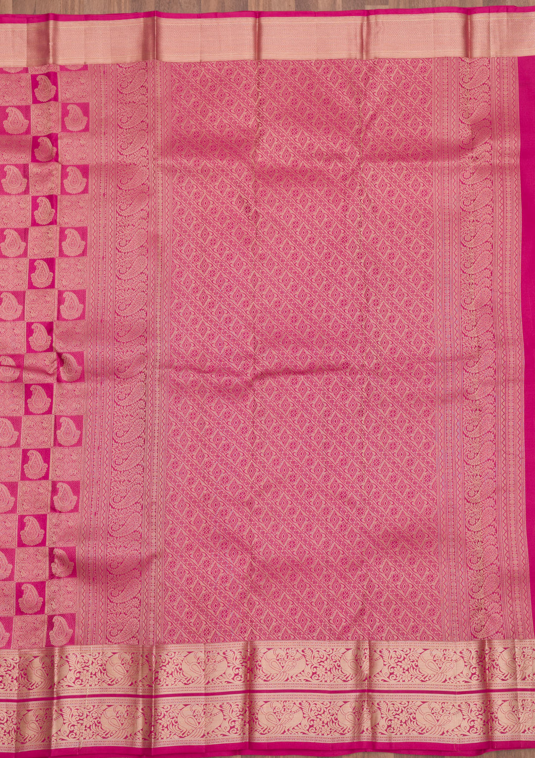 Magenta Pink Zariwork Pure Silk Saree