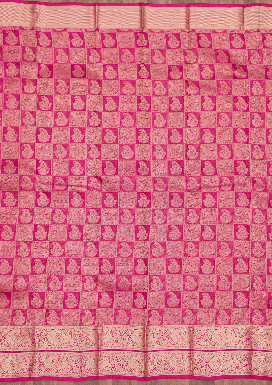 Magenta Pink Zariwork Pure Silk Saree