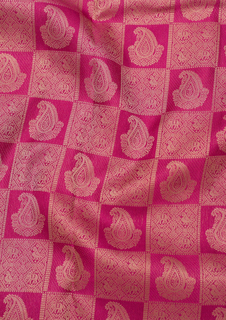 Magenta Pink Zariwork Pure Silk Saree