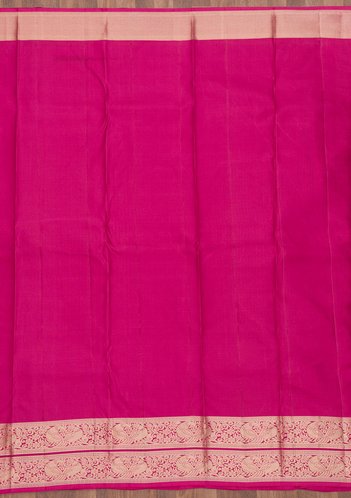 Magenta Pink Zariwork Pure Silk Saree